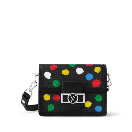 BAG NEW ARRIVAL - LV x YK DAUPHINE MINI PAINTED DOTS  PRINTED TAURILLON COWHIDE 20CM